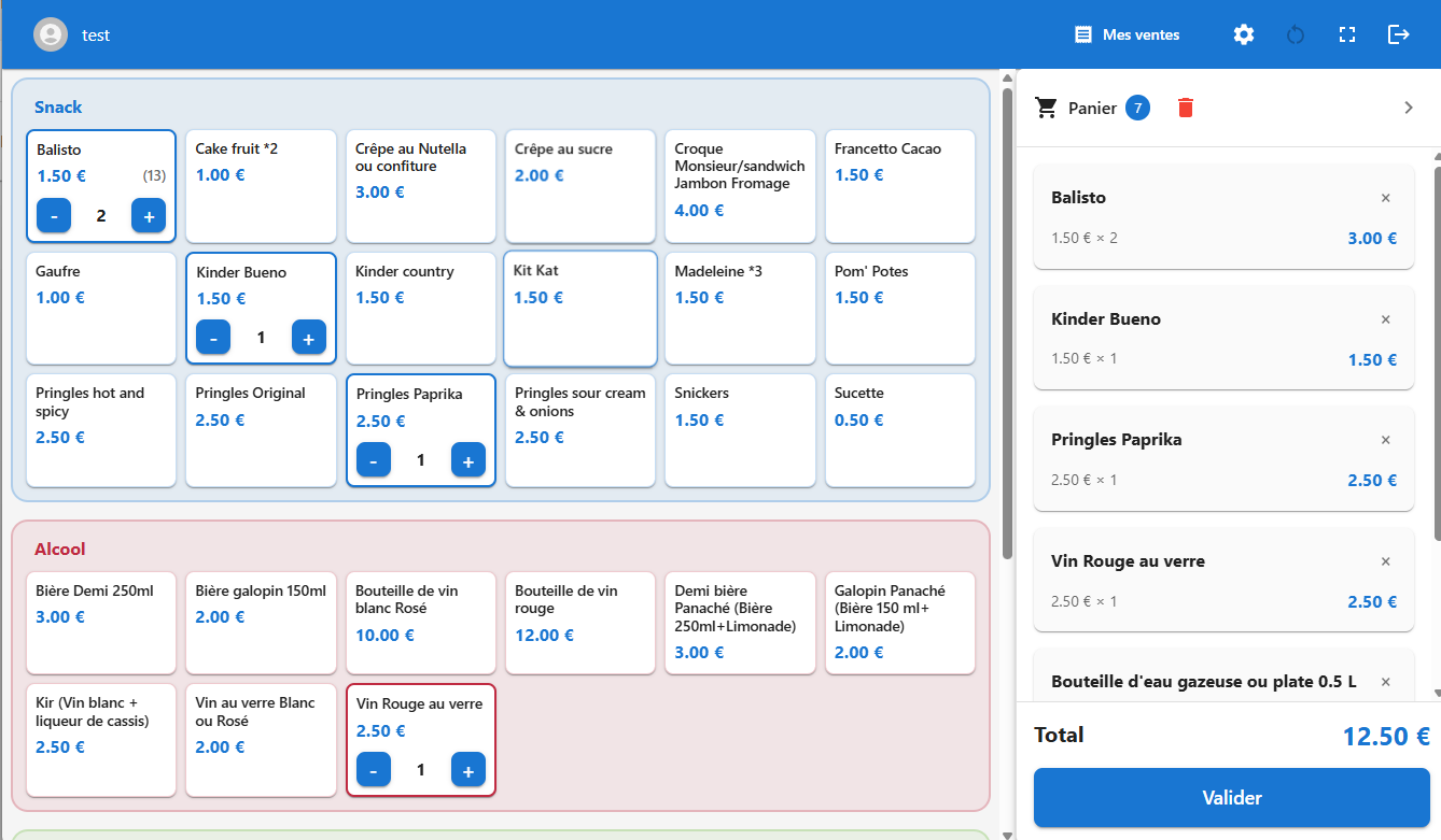 Interface de Caisse AssoPoint